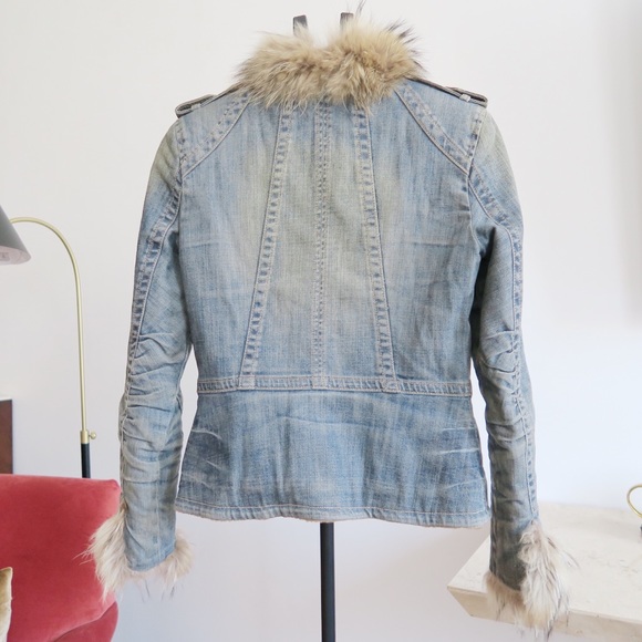 Gizia Denim Coat w/ real fur - Picture 6 of 15